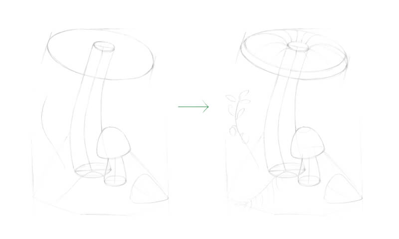 Drawing the graphite structure of the mushroom