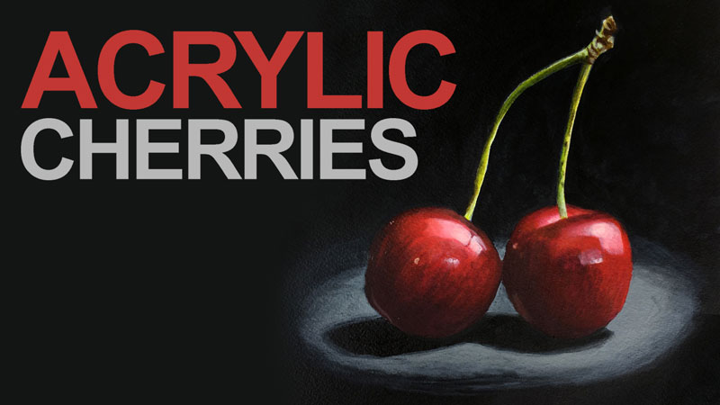 Cherry painting with acrylic paints