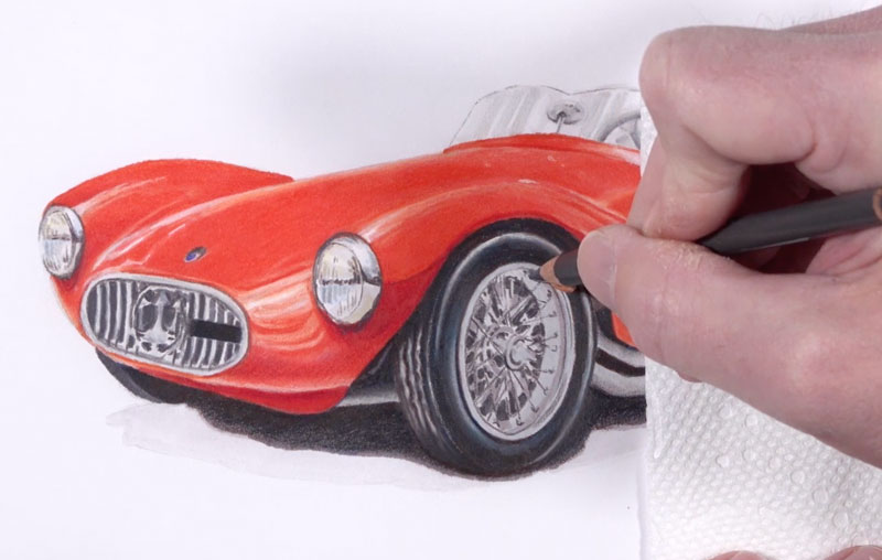 Drawing the details of the wheels