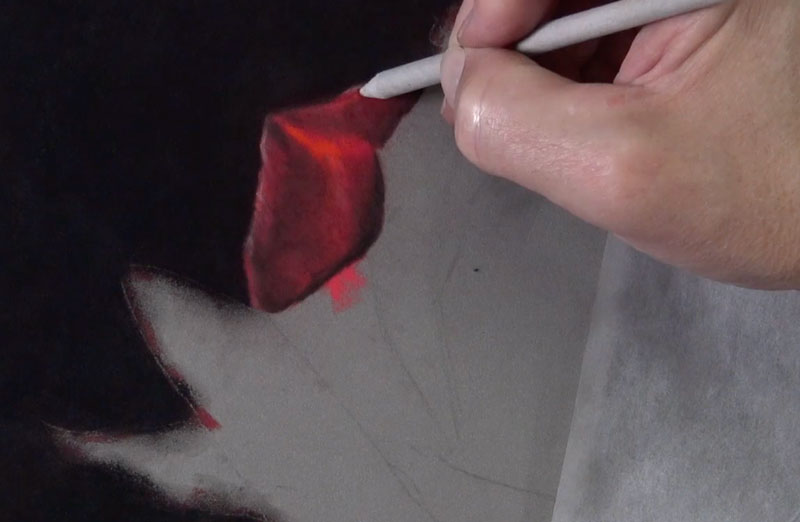 Increasing the shadows on the rose petal