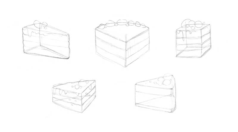 Sketches of a piece of cake