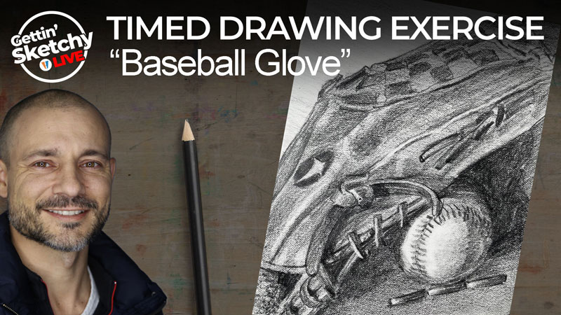 How to draw a baseball glove and ball