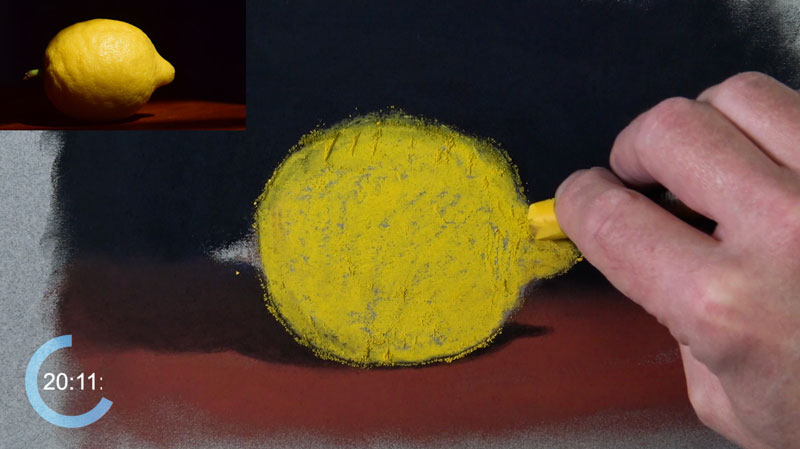 Blocking in the color for the lemon