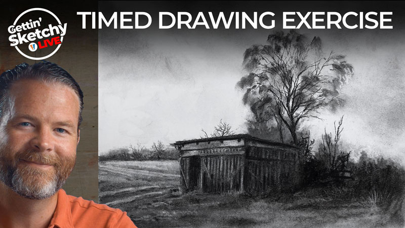 Landscape Drawing with Charcoal - Timed Drawing Exercise