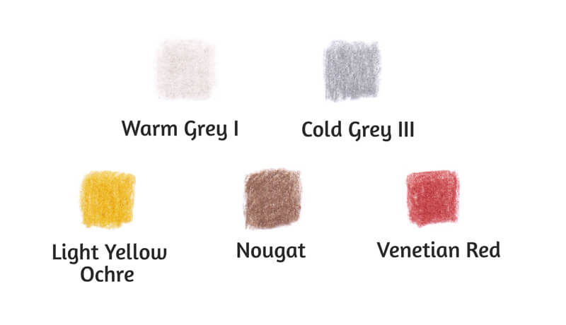 Colored pencil color swatches