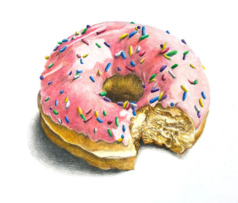 Colored pencil Drawing of a Doughnut