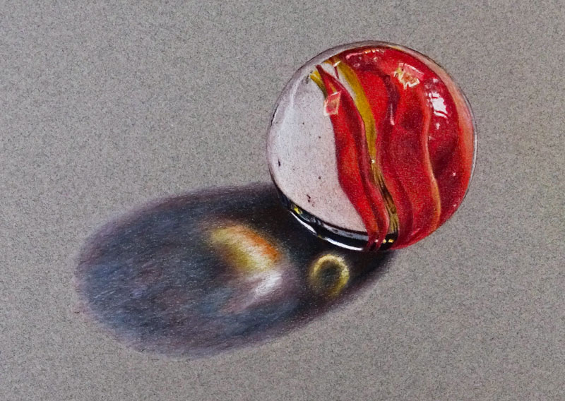 How to draw a realistic marble with colored pencils