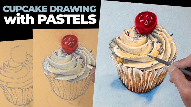 Cupcake Drawing with Pastels and Pastel Pencils