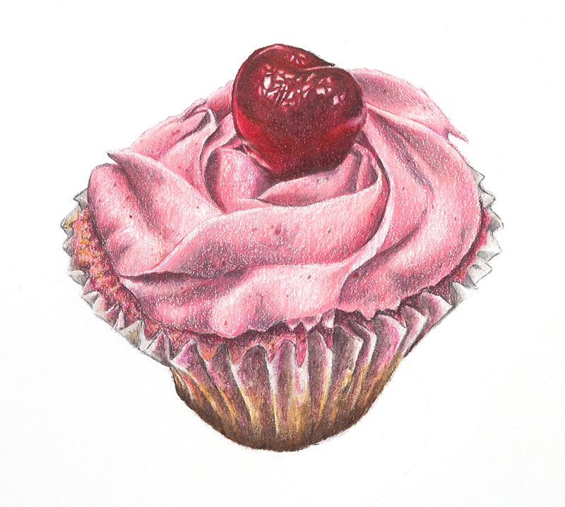 Finish drawing the cupcake wrapper