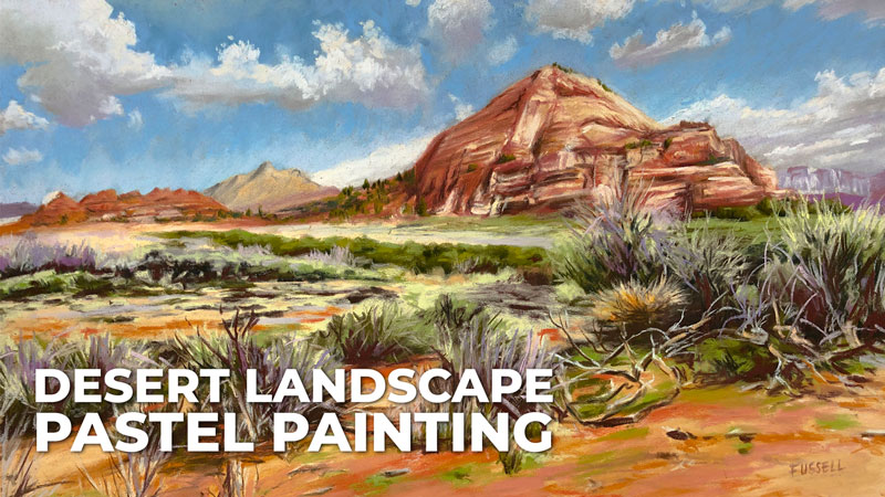Desert Landscape Drawing with Pastels