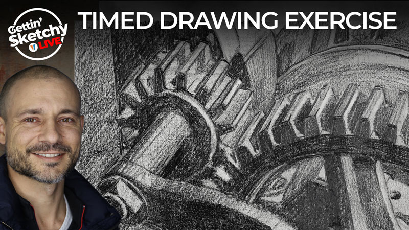 How to Draw Gears - Timed Drawing Exercise