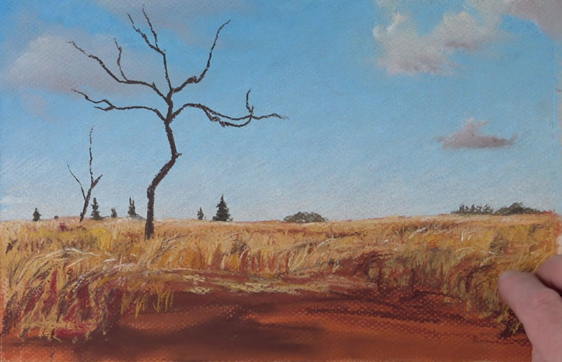 Drawing the middle ground - pastel landscape