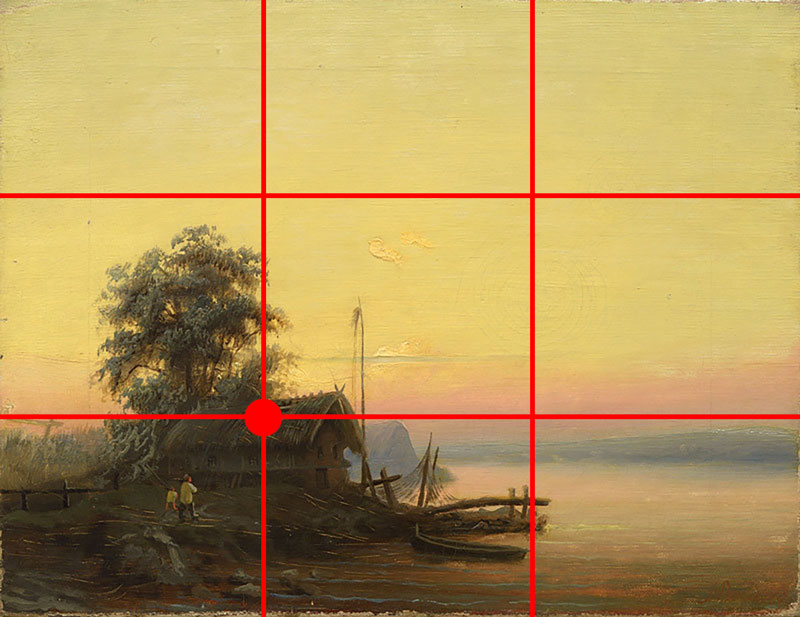 Example of a landscape painting that uses the rule of thirds