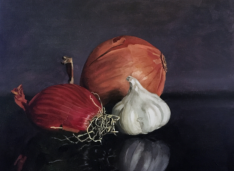 Still life painting of vegetables