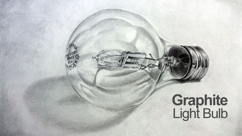 Graphite pencil drawing of a lightbulb