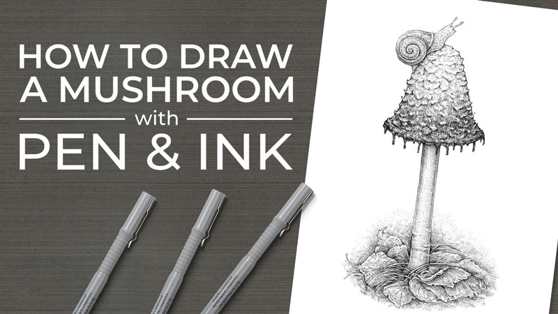 How to Draw a Mushroom - Pen and Ink