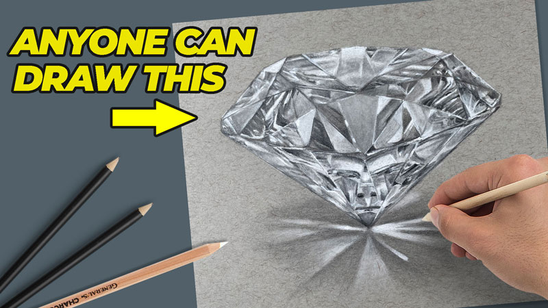 How to Draw a Diamond with Graphite and White Charcoal