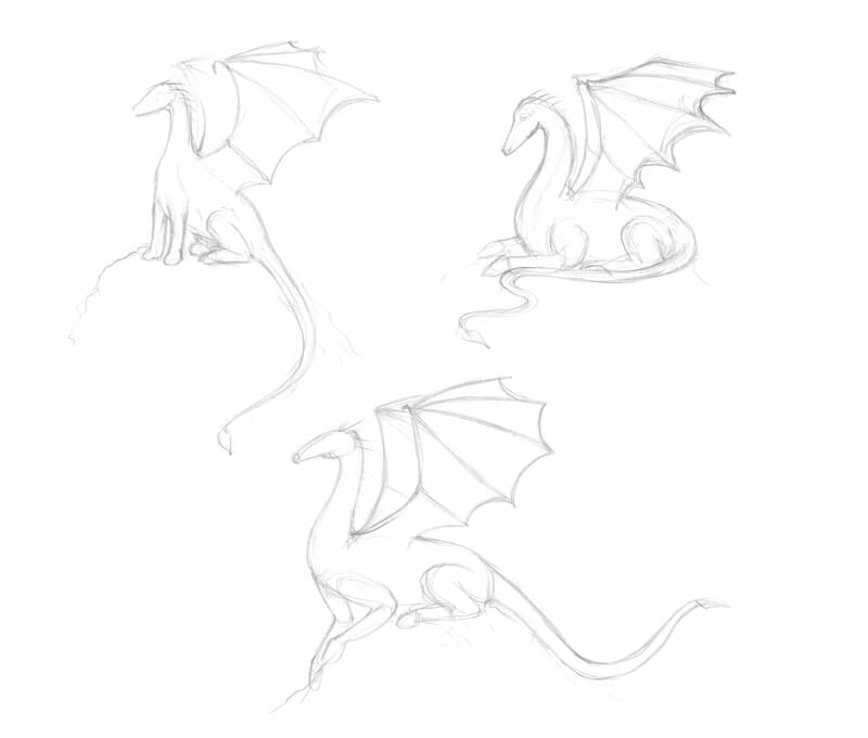 Sketching dragon poses