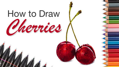 How to Draw Cherries with Markers and Colored Pencils