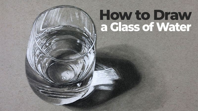 How to Draw a Glass of Water - White Charcoal and Graphite