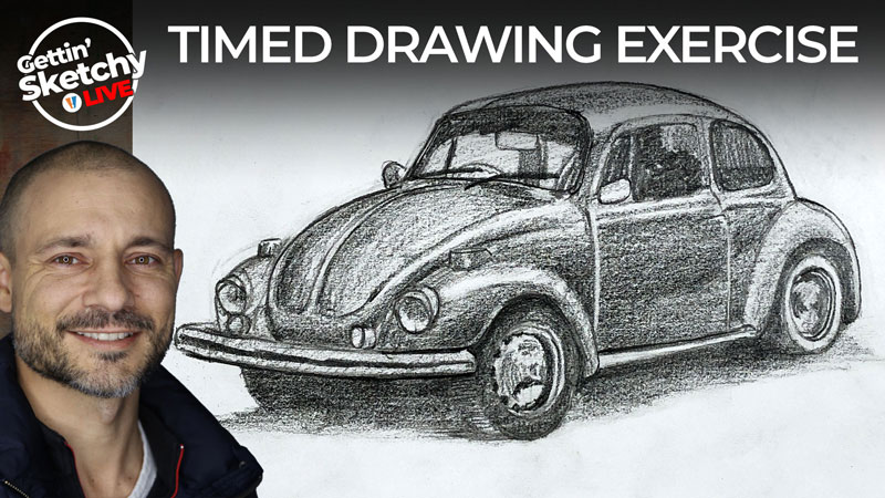 How to Draw a VW Beetle - Timed Drawing Exercise
