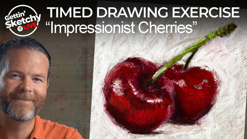 Impressionist Cherry Drawing with Oil Pastels