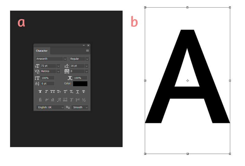 Resizing a letter in Photoshop