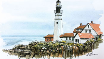 Line and Wash - Lighthouse