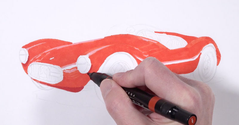 First marker applications on the body of the car