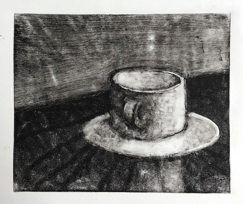 Monoprint of a coffee mug