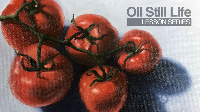 Oil painting of tomatoes on canvas