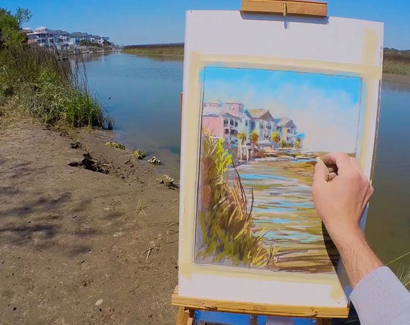Painting docks with pastels