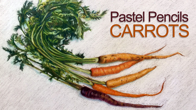 Pastel pencil drawing of carrots