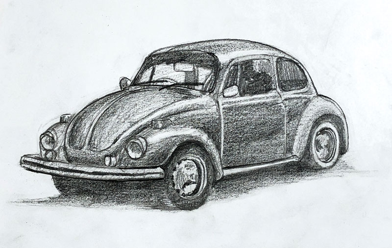 Pencil Drawing VW Bug Beetle