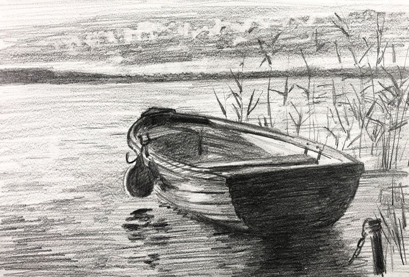 Pencil sketch of a Row Boat