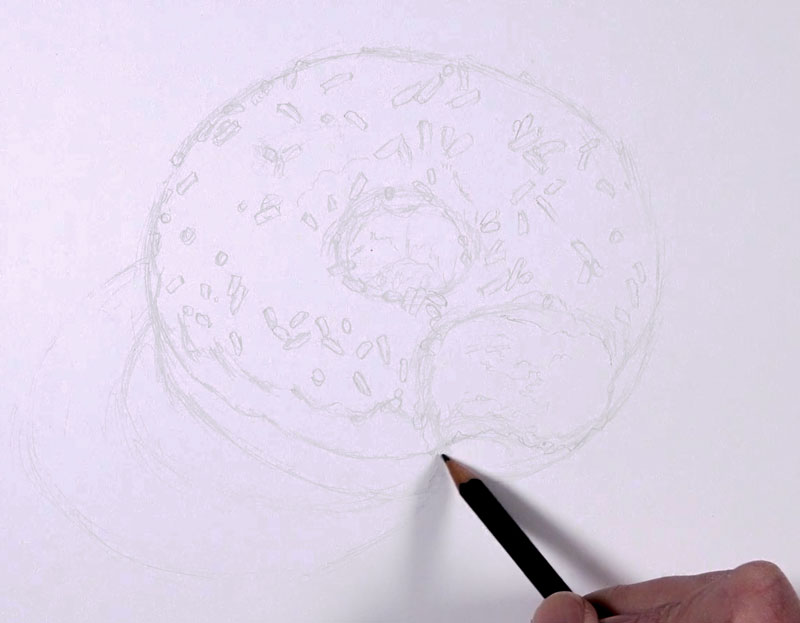 Doughnut sketch with pencil