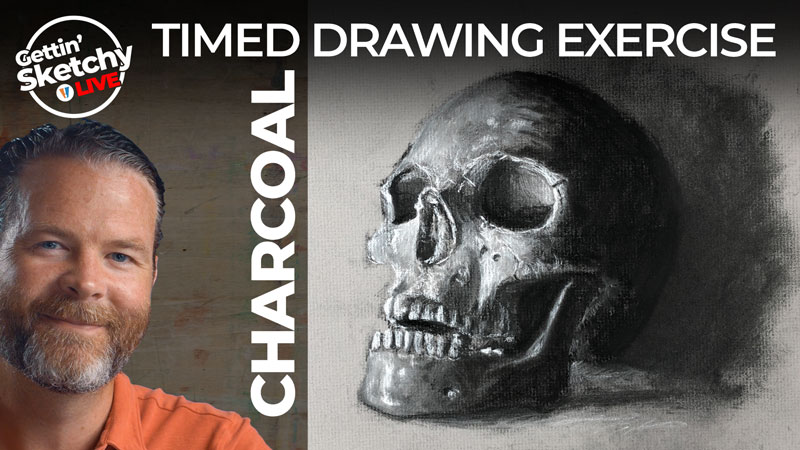 Timed Drawing Exercise - Skull with Charcoal