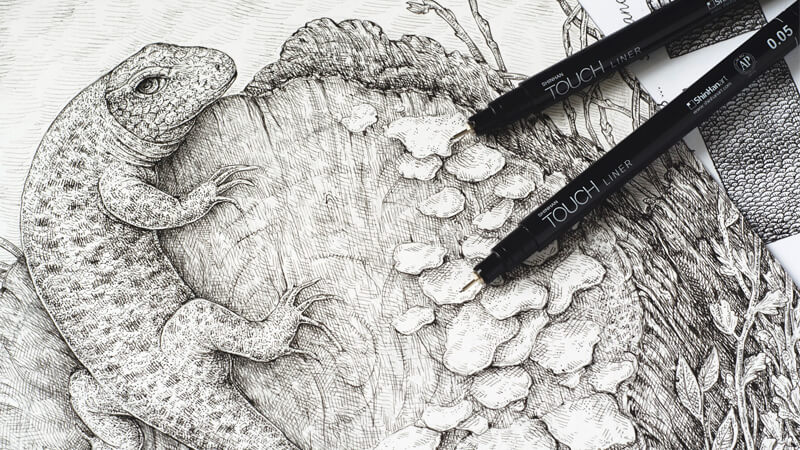 How to Draw a Lizard with Pen and Ink